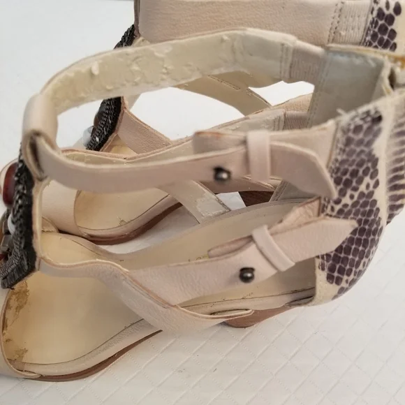 Nine West 3 In Wedge Heels Size 6.5M Leather Uppers With Beads Flaw Lining - Picture 9 of 12